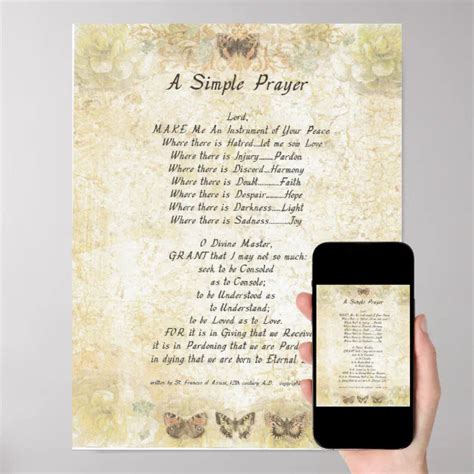 Pope Francis St Francis Simple Prayer Butterfly Poster Zazzle