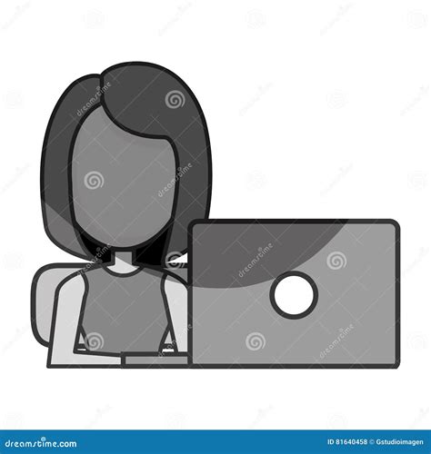 Woman Avatar Using Laptop Stock Vector Illustration Of Symbol 81640458