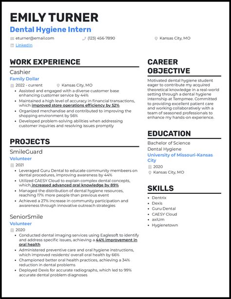 Dental Hygienist Resume Examples Templates