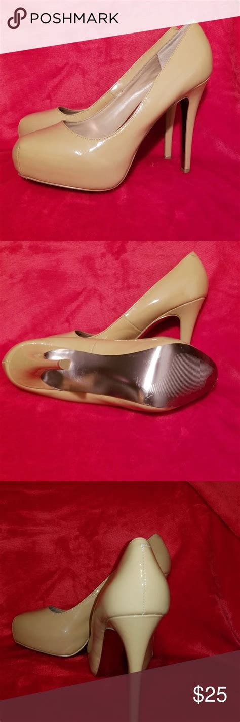 Steve Madden Nude Hidden Platform Pump 10 Almond Toe Patent Leather Heels