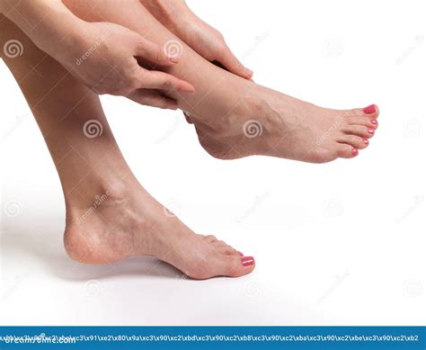 Belles Jambes Minces Femelles D Isolement Sur Le Fond Blanc Image Stock