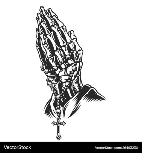 Vintage skeleton praying hands concept Royalty Free Vector