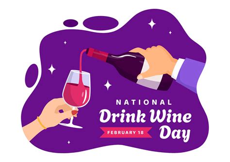 National Drink Wine Day Vector Illustration On February 18 With Glass