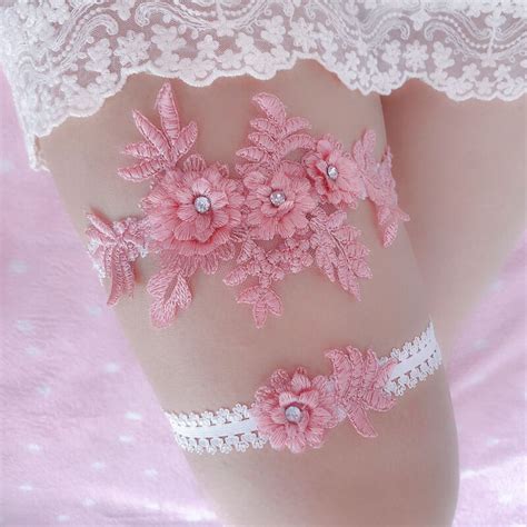 2pcs Wedding Garter Navy White Embroidery Floral Sexy Garters Women