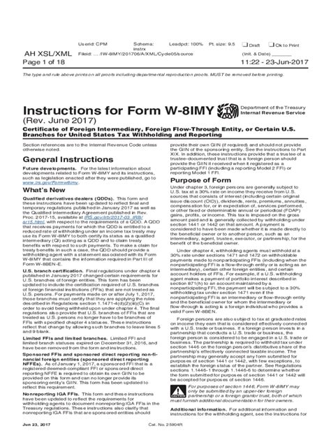 Fillable Online Instructions For Form W 8IMY Rev June 2017 Fax Email