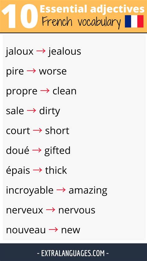 10 Essential French Adjectives You Should Know 7 Basic French Words French Adjectives