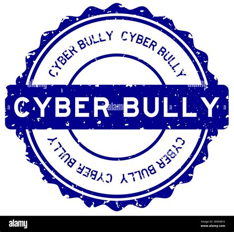 Grunge Blue Cyber Bully Word Round Rubber Seal Stamp On White