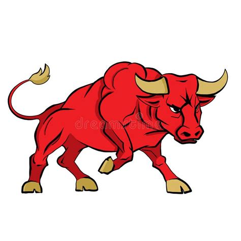 Dise O De Logotipo De Toros Rojos Personaje De Toro Enojado Stock De