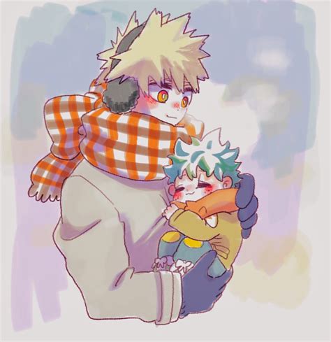 Bakugou Katsuki Midoriya Izuku Multiple Boys 2boys Scarf Male Focus Spiked Hair Blonde Hair