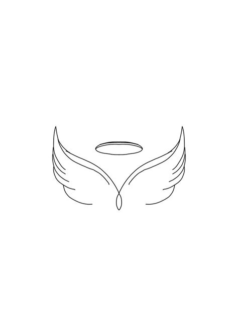 The Outline Of An Angel Wing With A Halo On It S Center And Two Wings Above