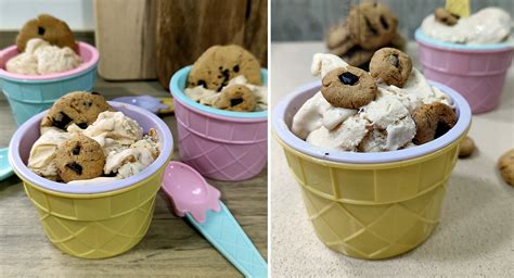 Helado Cookie Dough Vainilla Con Galletas Comiendo Bien