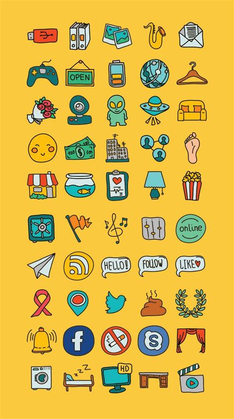 240 Free Hand Drawn Vector PSD Doodle Icons Doodle Icon Hand