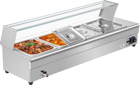 VEVOR Bain Marie Food Warmer 4 Pan Commercial Food Steam Table 1500W