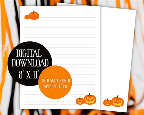 Halloween Stationery Printable, Digital Instant Download, Pumpkins ...