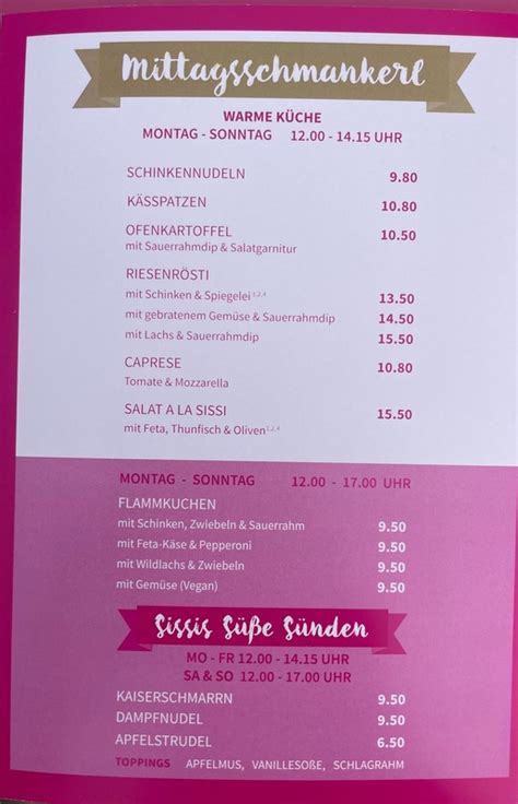 SISSI Zuckerbäckerei Café Kempten Wochenkarte kochen lassen