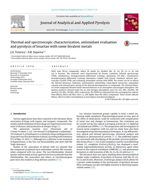 PDF Thermal And Spectroscopic Characterization Antioxidant