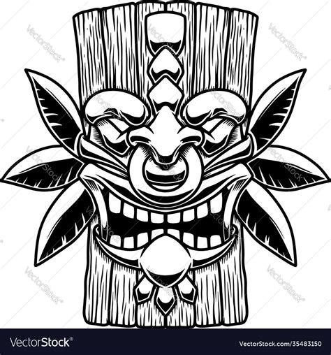 Tiki Tribal Wooden Mask Design Element For Logo Vector Image