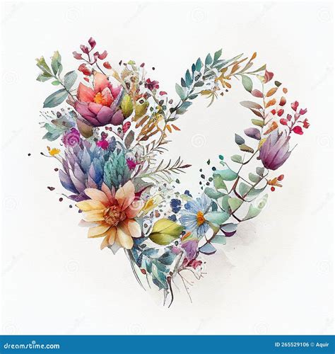 Coeur Floral Coeur Des Fleurs Carte De Mariage Symbole D Amour Sur