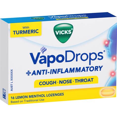 Vicks Vapodrops Anti Inflammatory Lemon Menthol Lozenges Pack