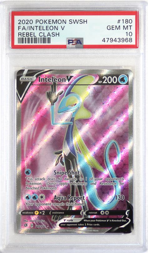 2020 Pokemon Sword And Shield Rebel Clash 180 F A Inteleon V Psa 10