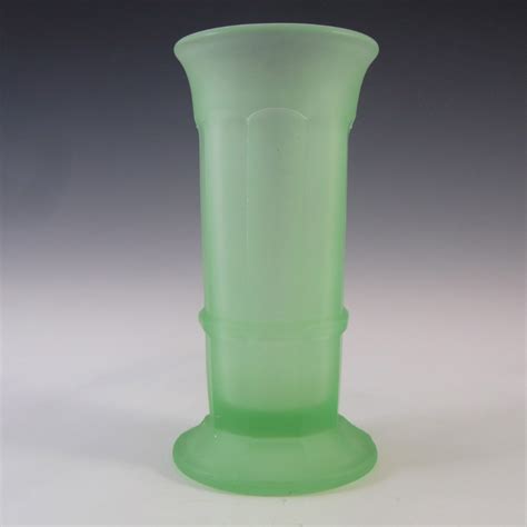 Davidson Vintage Art Deco Frosted Green Glass Vase 279 £2375 In 2020 Green Glass Vase