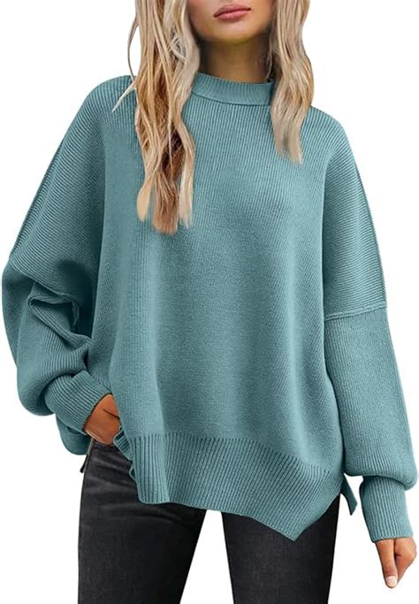 Lillusory Womens Crewneck Batwing Long Sleeve Sweater 2023 Fall