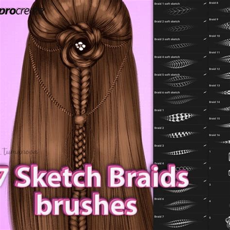 Procreate Braids Brushes Procreate Realistic Hair Brush Etsy