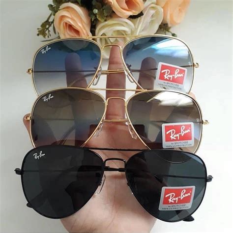 แว่นกันแดด Ray Aviator รุ่นสีต่างๆ คริสตัลกระจก Unisex Shopee Thailand