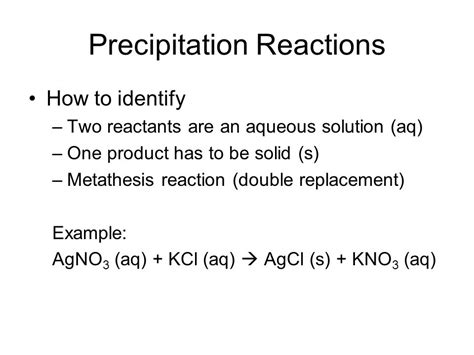 Precipitation Reaction Examples