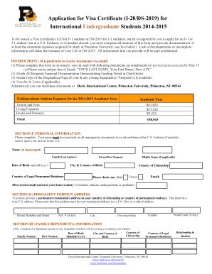 Fillable Online Princeton Application For Visa Certificate Avc