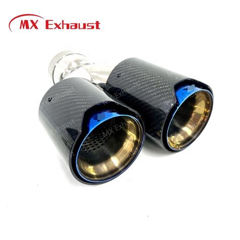 Hot Exhaust Pipe Dual Carbon Fiber Black Stainless Steel Muffler Tips M