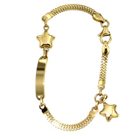 Outlet Dei Preziosi BRACCIALE BIMBA STELLE CON TARGHETTA IN ORO