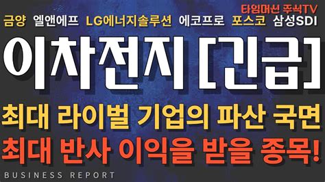 2차전지 에코프로비엠 에코프로 포스코홀딩스 포스코퓨처엠 금양 삼성sdi Lg엔솔 엘앤에프 반등 타이밍 나왔다 영상 필수