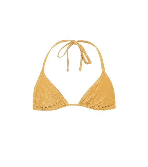 Buy Solid Striped The Iris Bikini Top Yellow At Off Editorialist