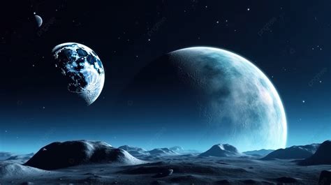 Dua Planet Luar Angkasa Berada Di Luar Angkasa 3d Ilustrasi Planet Biru Cahaya Langit Wallpaper