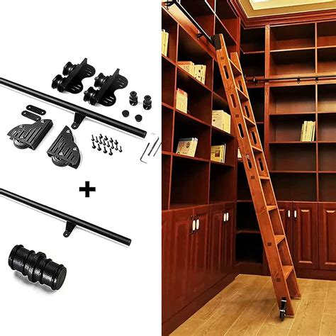 Amazon Retractable Rolling Ladder Hardware Library Sliding Ladder