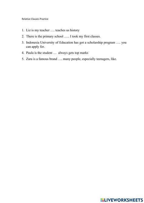 Relative Clauses Practice Online Exercise For Live Worksheets