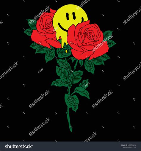 Smile Emoticon Rose Flower Stock Vector Royalty Free 1477795016