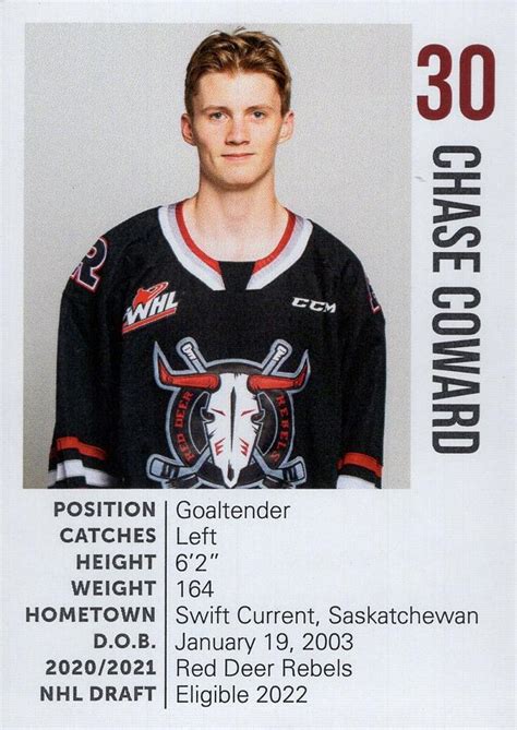 2021 22 Red Deer Rebels Whl Nno Chase Coward Trading Card Database