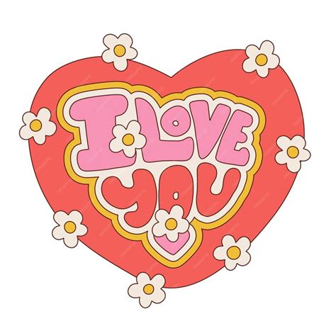 Premium Vector Funky Abstract I Love You Lettering Text In Heart