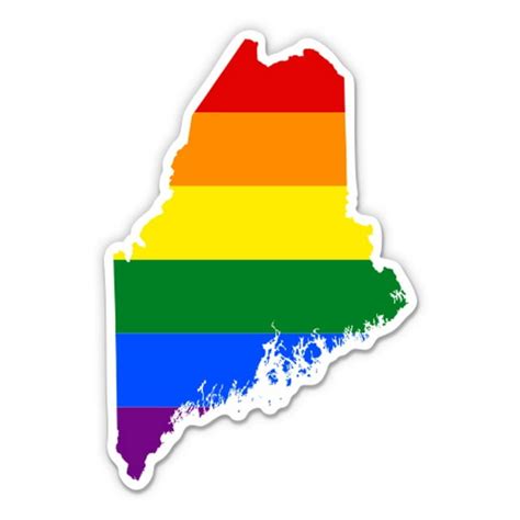 Maine Gay Flag State Shape Rainbow Pride Lgbt 12 Vinyl Sticker