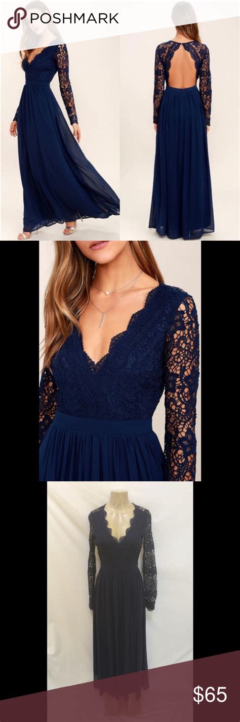 Lulus Awaken My Love Navy Lace Maxi Dress Size S Lace Maxi Dress