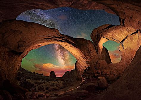 Arches National Park Nature Landscape Milky Way Starry Night Desert