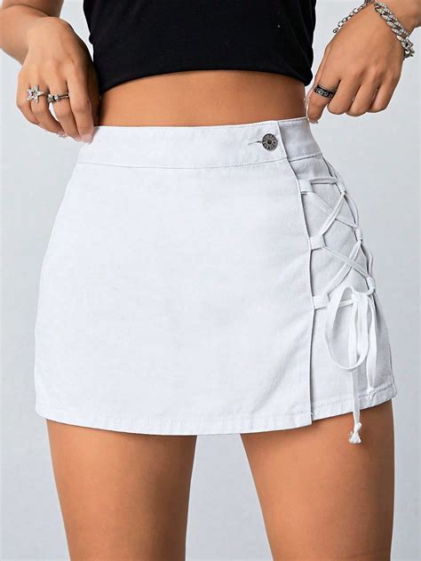 Cadar O Na Frente Skort Denim Easy Trendy Outfits Fasion Outfits