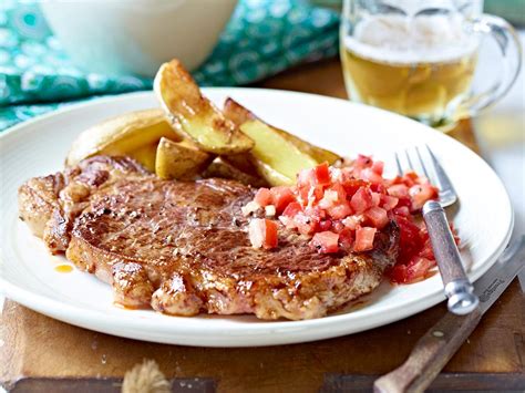 Rumpsteaks Mit Meerrettich Tomaten Salsa Und Country Potatos Rezept