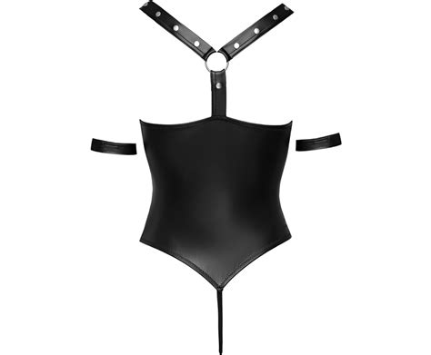 Cottelli Lingerie Bondage Black Matte Look Crotchless Bodysuit