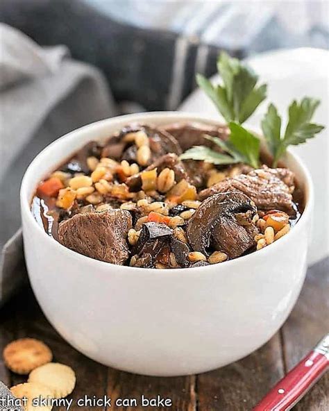 Beef Mushroom Soup With Barley That Skinny Chick Can Bake