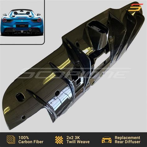 Scopione Carbon Fiber Rear Bumper Diffuser For Ferrari 488 Gtb And Spider