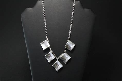 Sterling Silver Modernist Square Dangle Necklace Modernist Sterling