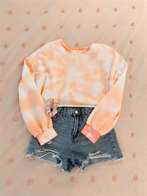 Pastel Pink And Peach Tie Dye Cropped Pullover Etsy